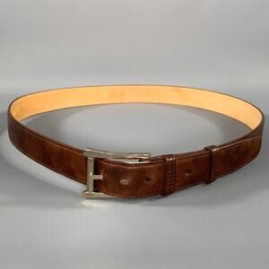 JOHN LOBB Size 42 Brown Crackled Leather Belt